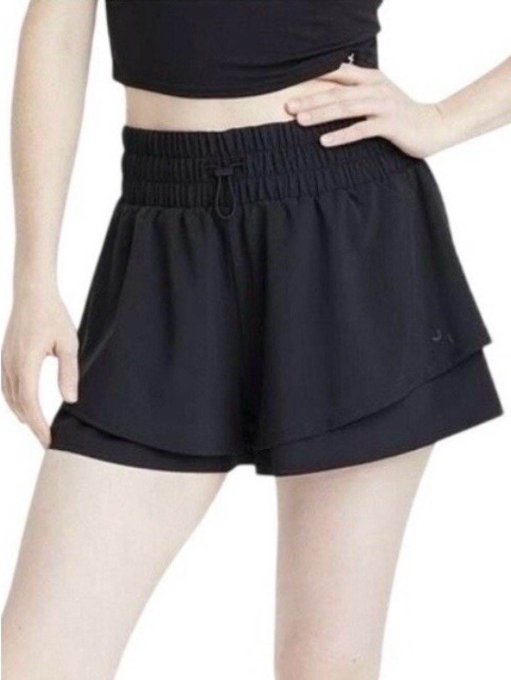 Joylab Black Running Shorts High Rise Flowy Summer Workout Gym Fit Skort Small